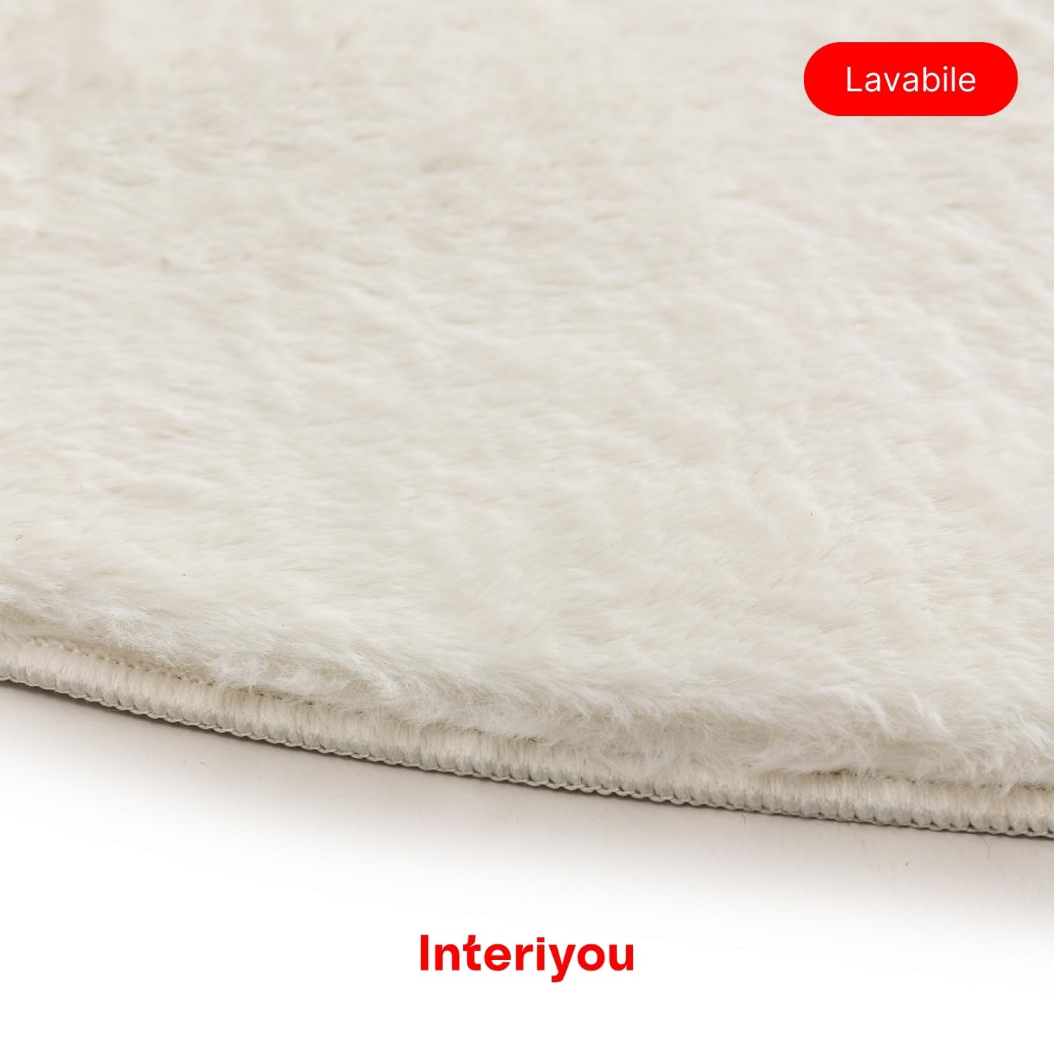 Interiyou Tappeto salotto pelo corto Fargo - 160x160 cm Rotondo Crema - Morbid in pelliccia sintetica - Lavabile e antiscivolo - Corto e soffice
