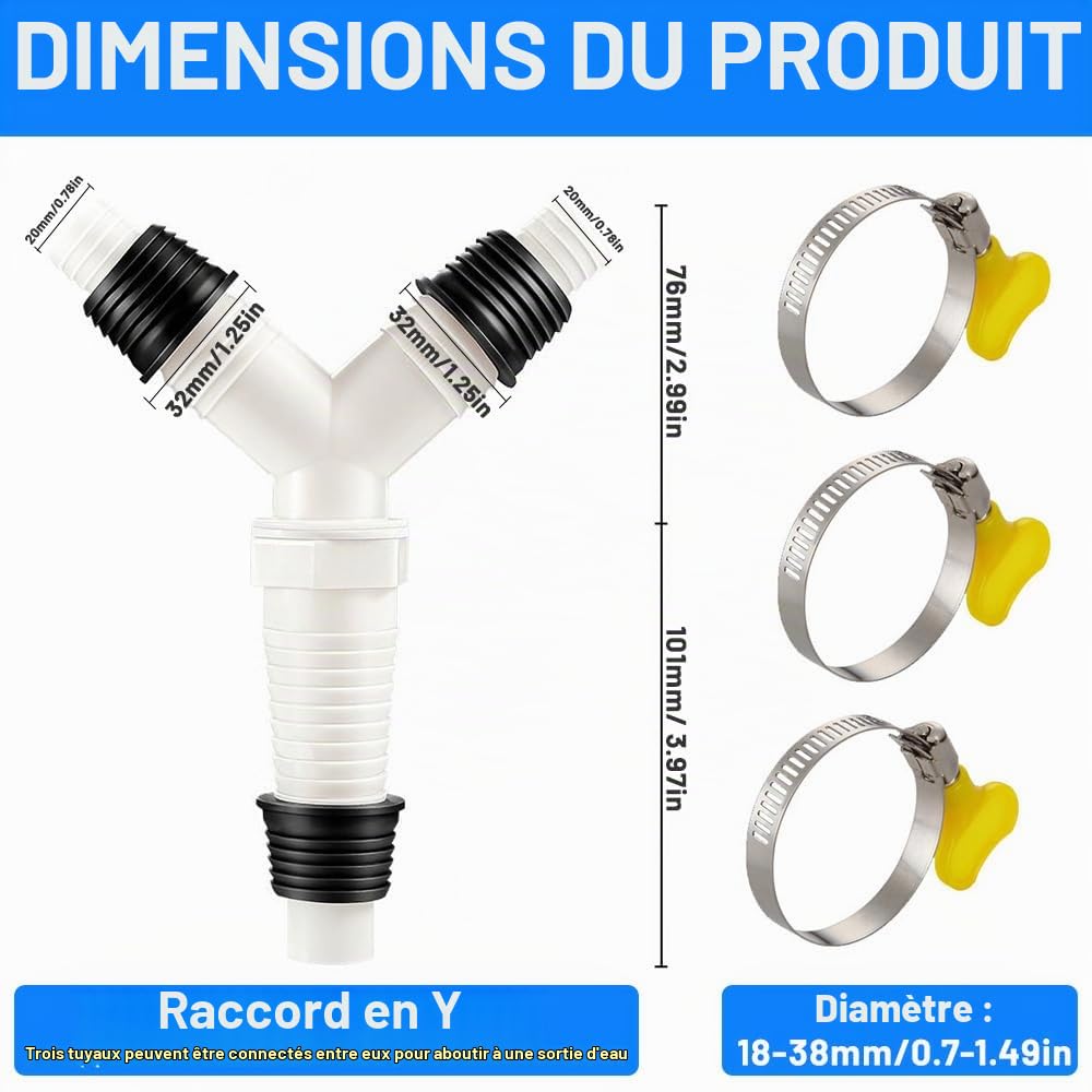 1 Pièce Double Evacuation Machine A Laver, Adaptateur De Vidange Pour Machine À
