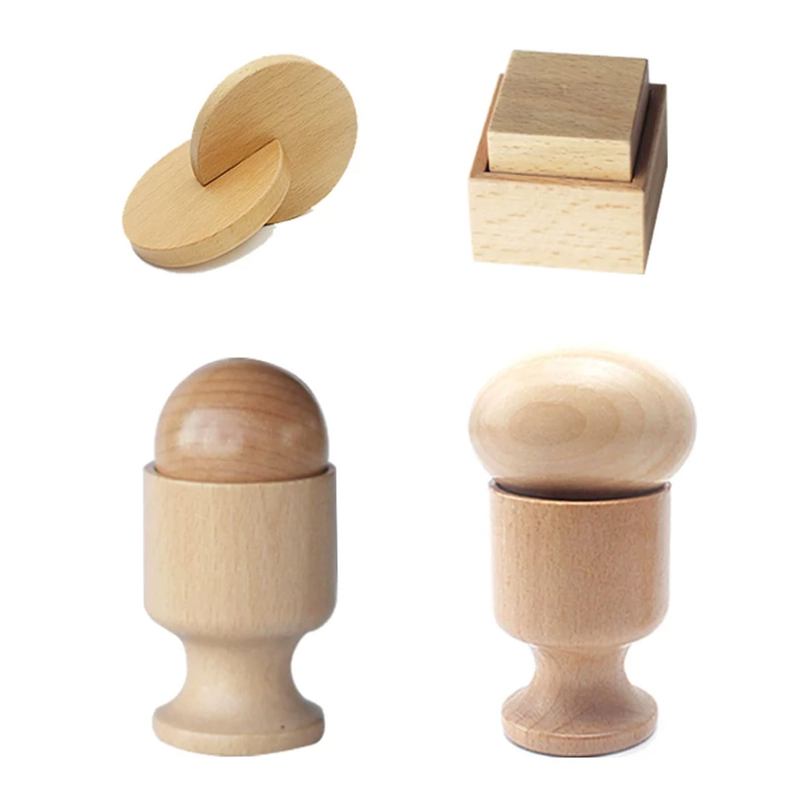 Juego de Juguetes de Formas de Madera Montessori para Apilar | Bloques Taza Círculo, Cuadrado, Huevo y Óvalo entrelazados, Juguetes Madera Coordinación Motora Fina y Ojo-Mano