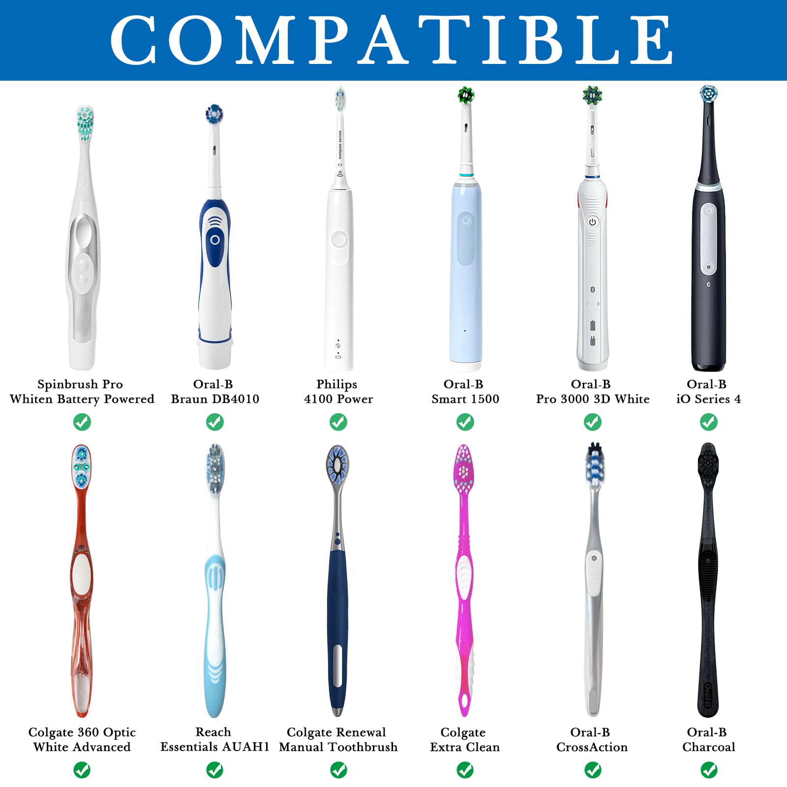 Linkidea Elektryczny uchwyt na szczoteczkę do zębów, 4 przegródki, plastikowy organizer na szczoteczki, kompatybilny z Oral-B iO Series, Philips Sonicare ProtectiveClean, Colgate ExtraClean (biały)