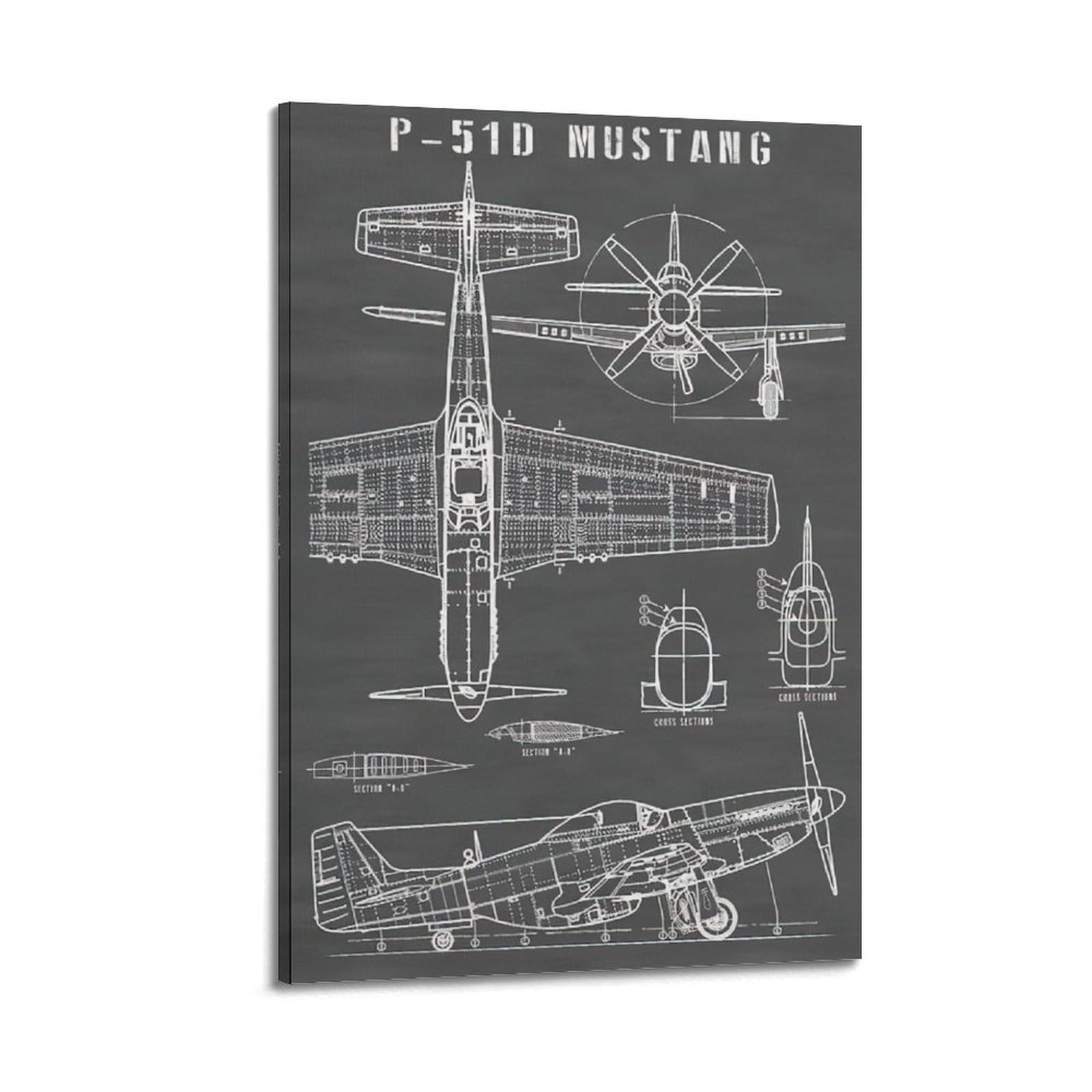 DLJGDS Vintage Poster P-51D Decorative Painting Canvas Wall Posters And Modern Family Bedroom Decor 24x36inch(60x90cm)