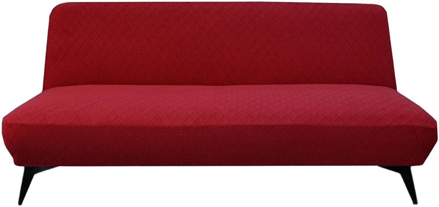 Funda de sofá sin brazos elástica con protector inferior anticaída HACLEN rojo S