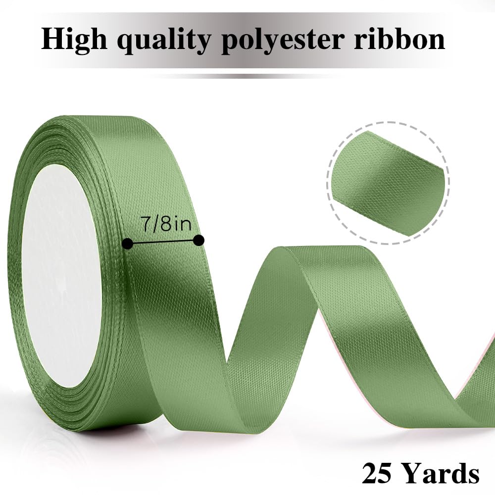 Sage Green Ribbon - 2cm x 23M Mint, Olive Green - Wedding, Baby Shower Decorations, Gift Wrapping, 2cm*23M - Image 2