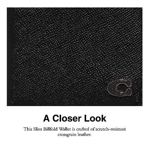 Coach Slim Billfold in Cross Grain Leather, Black, One Size4