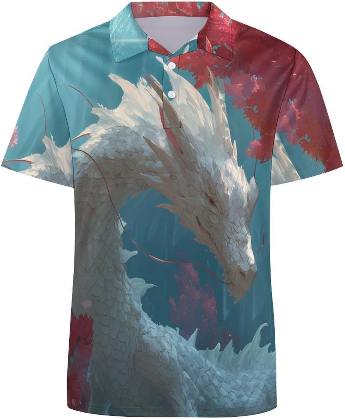 Dragon Sea Water Swimming Golf Polo Shirts for Men Casual T Shirts 5X-Large