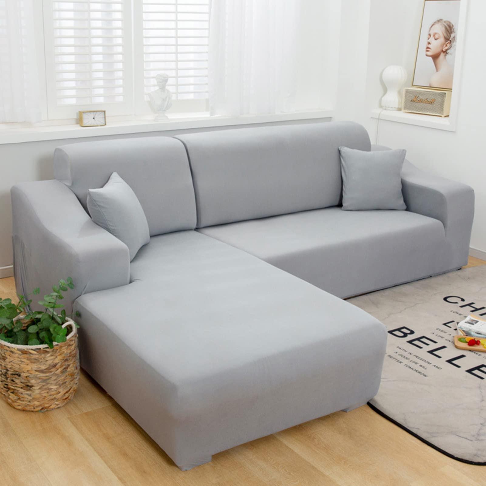 Housse de canapé sectionnel extensible 2 places - Protection durable