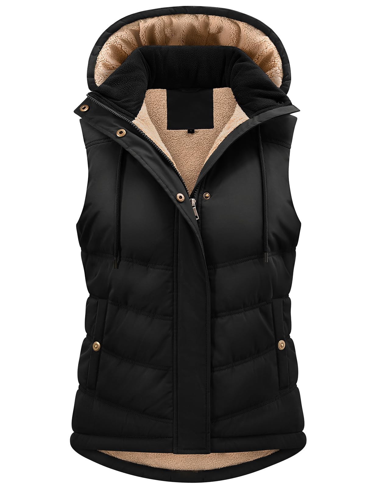 Tuopuda Chaleco Mujer Polar Chaleco Acolchado Invierno Termico Chaquetas sin Mangas con Capucha Desmontable Chalecos Exteriores con Bolsillos Outwear con Cremallera
