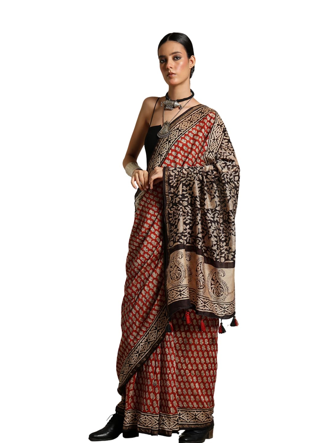 Women Red Maheshwari Silk Saree | Saree for Women | Breathable Daily Wear Summer Saree | Latest Traditional Ethnic Saree for Wedding, Festival & Daily Wear | SAREE-image-34