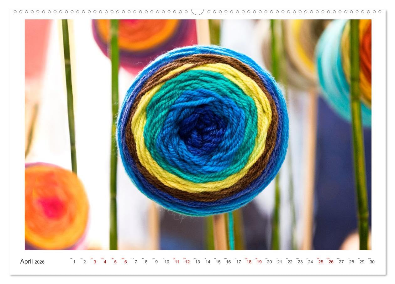 Handarbeit macht glücklich (hochwertiger Premium Wandkalender 2026 DIN A2 quer), Kunstdruck in Hochglanz: Stricken, Häkeln, Sticken, Nähen (CALVENDO Hobbys)