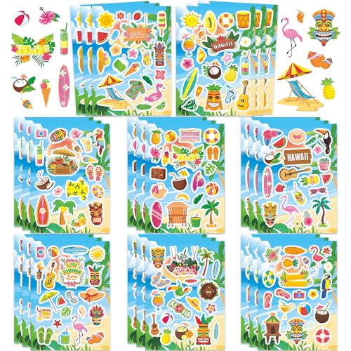 471Pcs Summer Stickers, Self Adhesive Hawaii Tropical Sticker Summer Pineapple Sun Beach Stickers for Scrapbooks Envelopes Cards Gifts Crafts Party Favors Class Rewards - image 1