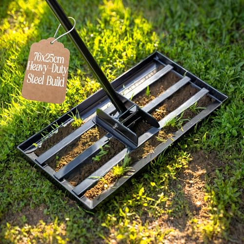 Pelle & Sol 76 x 25 cm Lawn Levelling Rake for Gardening - 7FT Adjustable Heavy Duty Garden Rake Stainless Steel Lawn Lute & Leveling Tool Rakes for Gardening Garden Tools for Landscaping