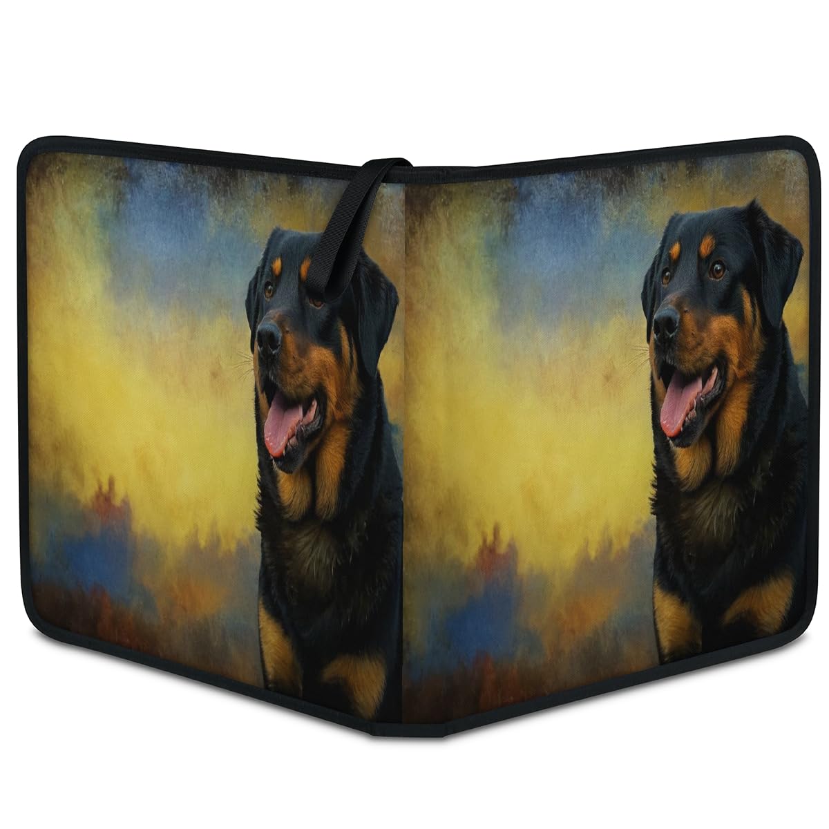 Raccoglitore per carte collezionabili con 4 tasche a forma di rottweiler, con tasche rimovibili, impermeabile, con cerniera, 50 pagine, capacità 400 carte