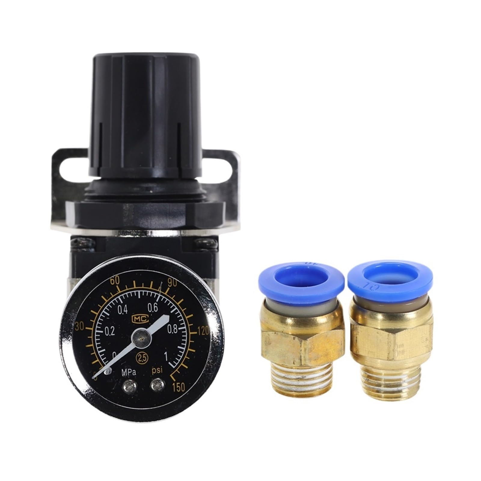 AR2000-02 Pneumatic Gases Pressure Regulator G1/4'' with Pressure Gauge Port - Adjustable 0.5-9.0kgf/cm2, 1pcs(AR2000-02 PC10-02)