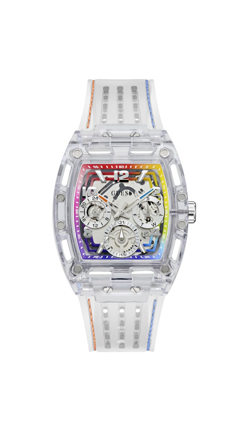 Guess Phoenix Men's Watch Silicone, Transparent, Strap.