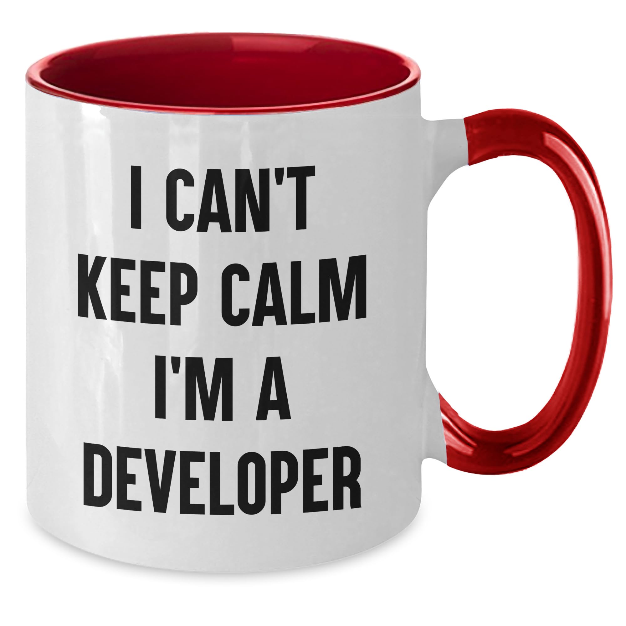 Developer's Humorous Gift: I Can't Keep Calm I'm A Developer Two Tone Coffee Mug, Gifts from Men to Friends, Christmas Unique Gifts
