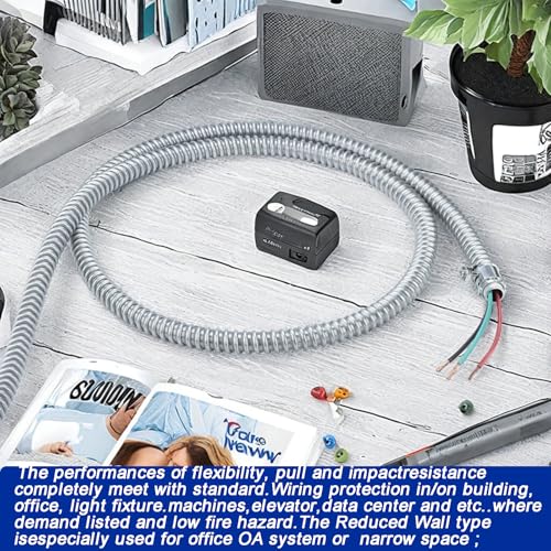 (1/2" Dia * 25 Feet) Yariwiz Flexible Steel Electrical Conduit Liquid Tight Steel Conduit Kit with 4 PCS Coupling, 2 PCS Elbow and 7 PCS Strap, Flex Liquidtight S-LCCK-0.5-25FT-KIT
