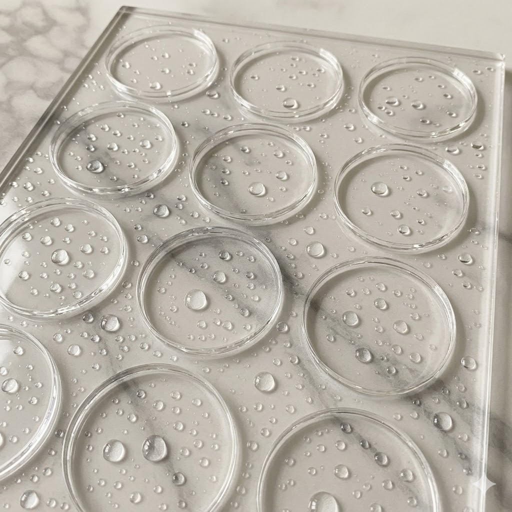 Acrylic Template,Acrylic Cookie Mold Tray 1/4" Thick,12 Round Cutouts Template for Uniform Batch Baking,Clear Precision Cutting Guide for Cookies, Fondant & Cold Desserts (14.5''x11'')