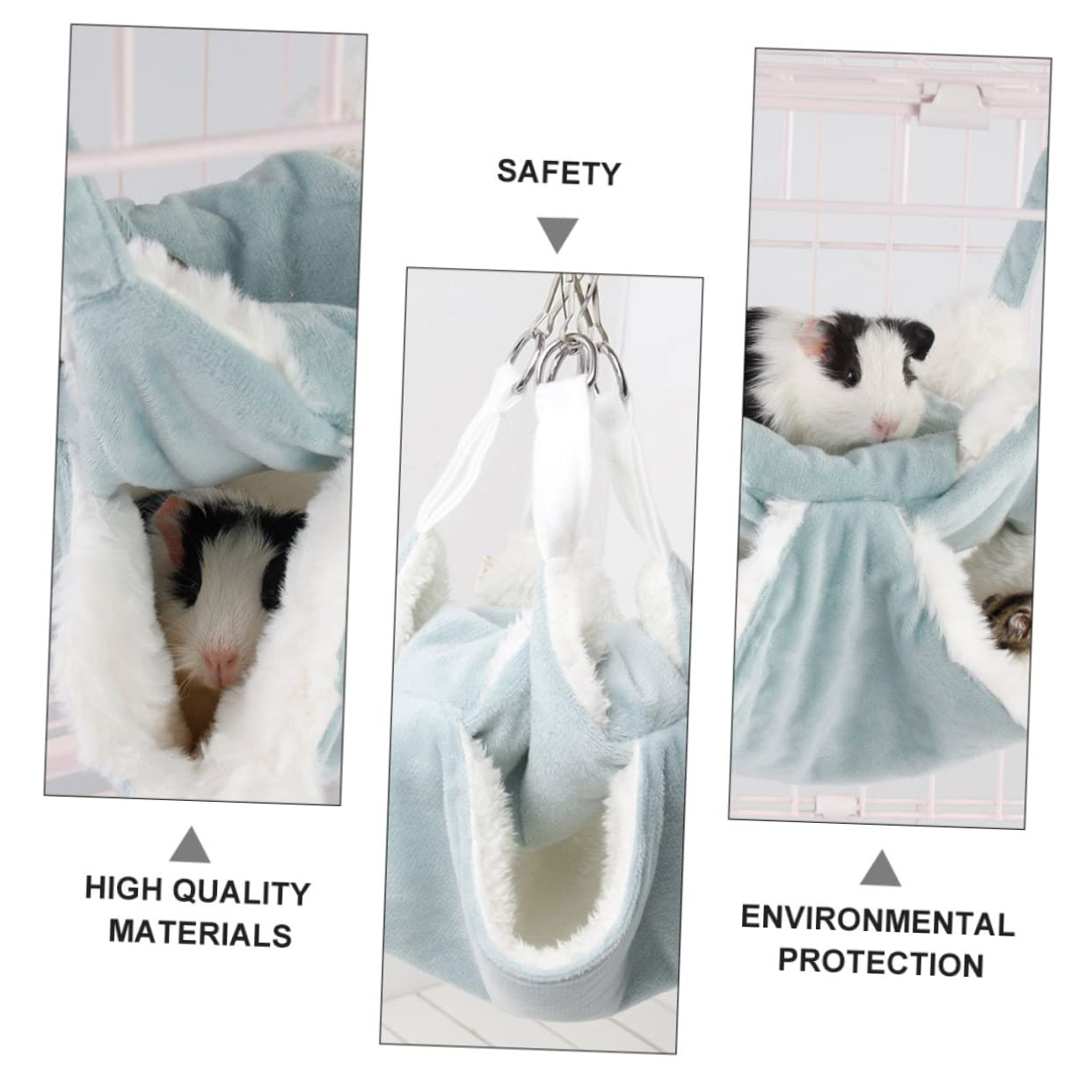 VANZACK 3piezas Hamster Hammock Colgante De Doble Franela para Cama con Ganchos para Hámsters y Roedores Aislante para Invierno y
