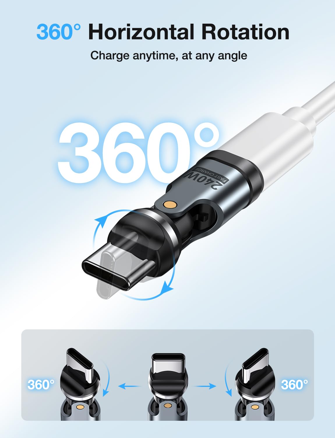 Essager 3A 540° Draaibare Magnetische USB-C naar USB Kabel 1M Essager 3A 540° Draaibare Magnetische USB-C naar USB Kabel 1M