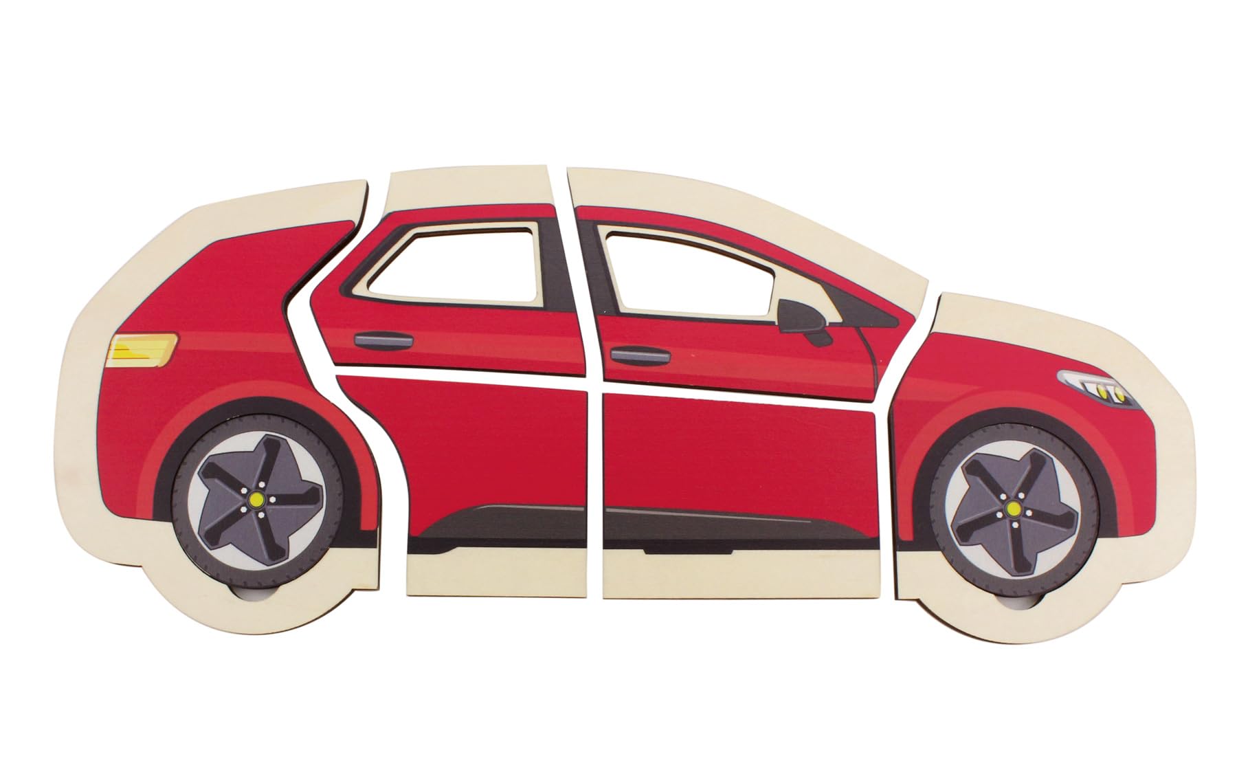 Beleduc Puzzle de couches de voiture, puzzle éducatif en bois 5 couches - Jouet motricité dès 4 ans - Montessori - Construction véhicule
