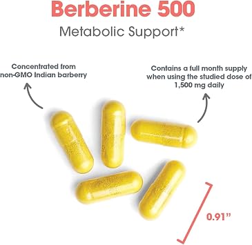 ARG Berberine HCl 500 mg, Non-GMO Botanical Extract, 90 Capsules | 500 mg Berberine HCl, Metabolic and Blood Glucose Support, AMPK Activation Formula, Non-GMO Botanical Extract