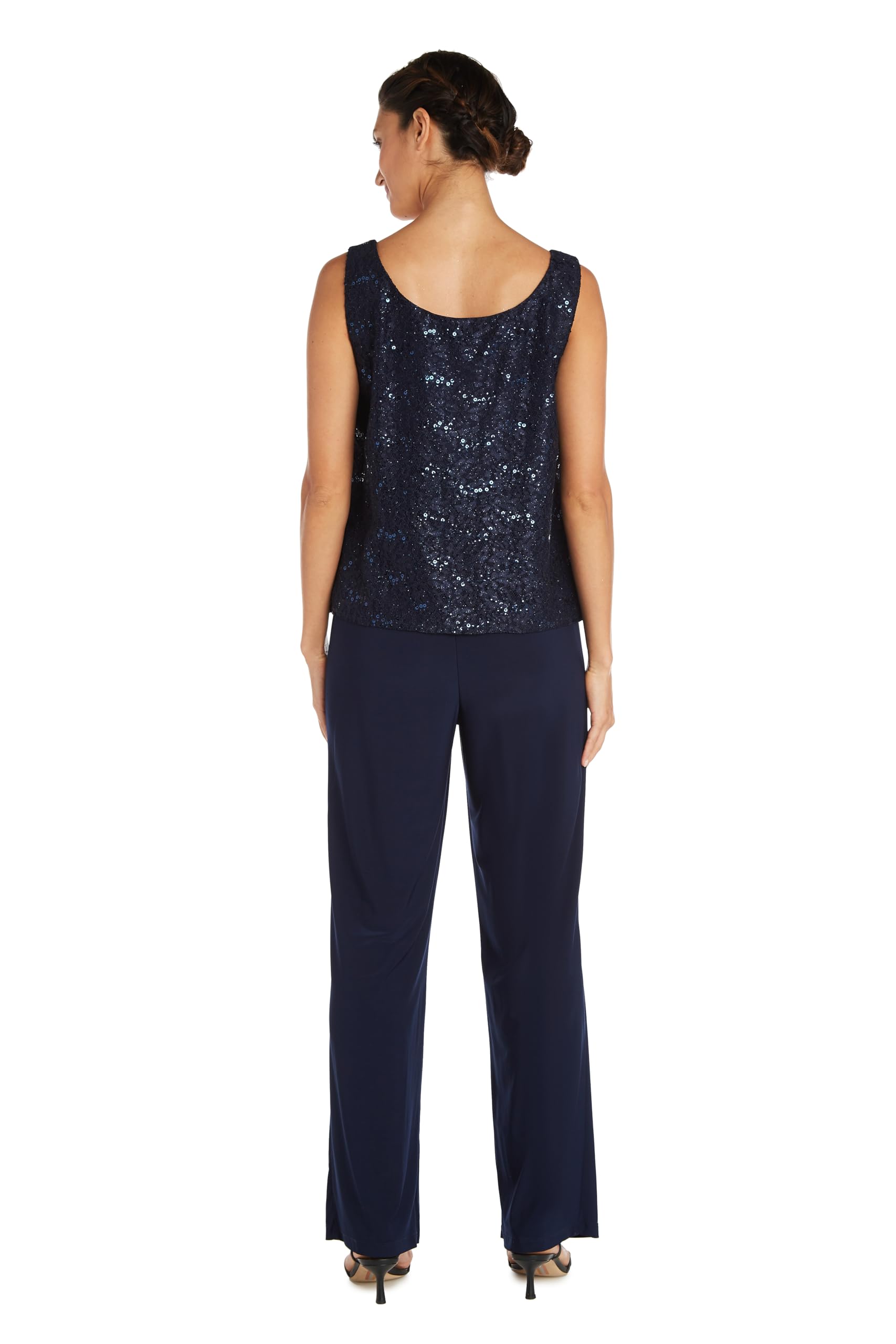 R&M Richards Damen Scallop Lace Duster Pant Set Business-Anzug Hosen-Set (3er Pack)