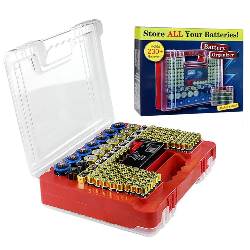 Battery Organizer Storage Case,Battery Storage Box with Tester,230+ Battery Holder Case for AA AAA C