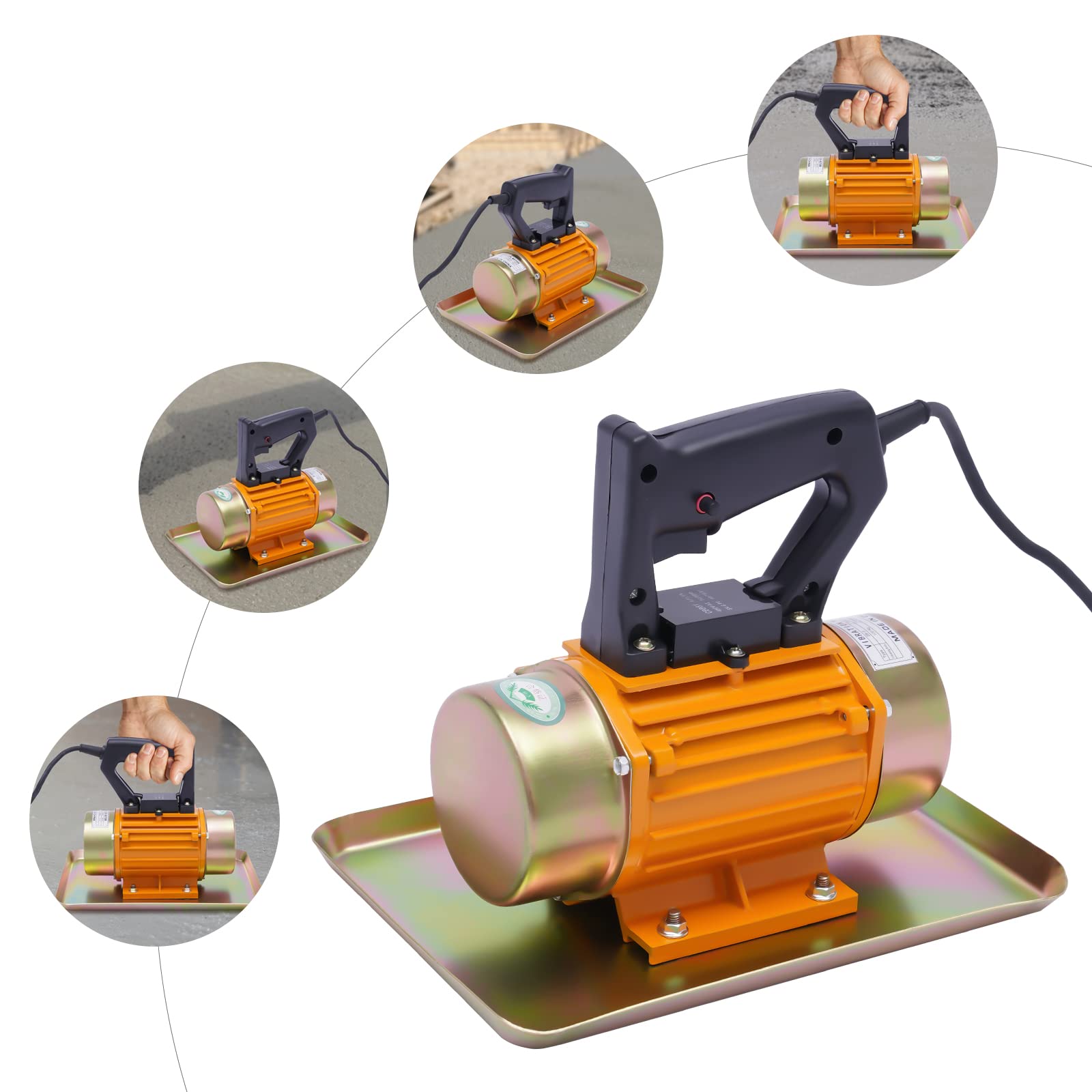Vibratore Per Calcestruzzo Da 250 W – Motore Portatile 3500 Giri/min Con Bobine In Rame, Per Lastre E Piastrelle