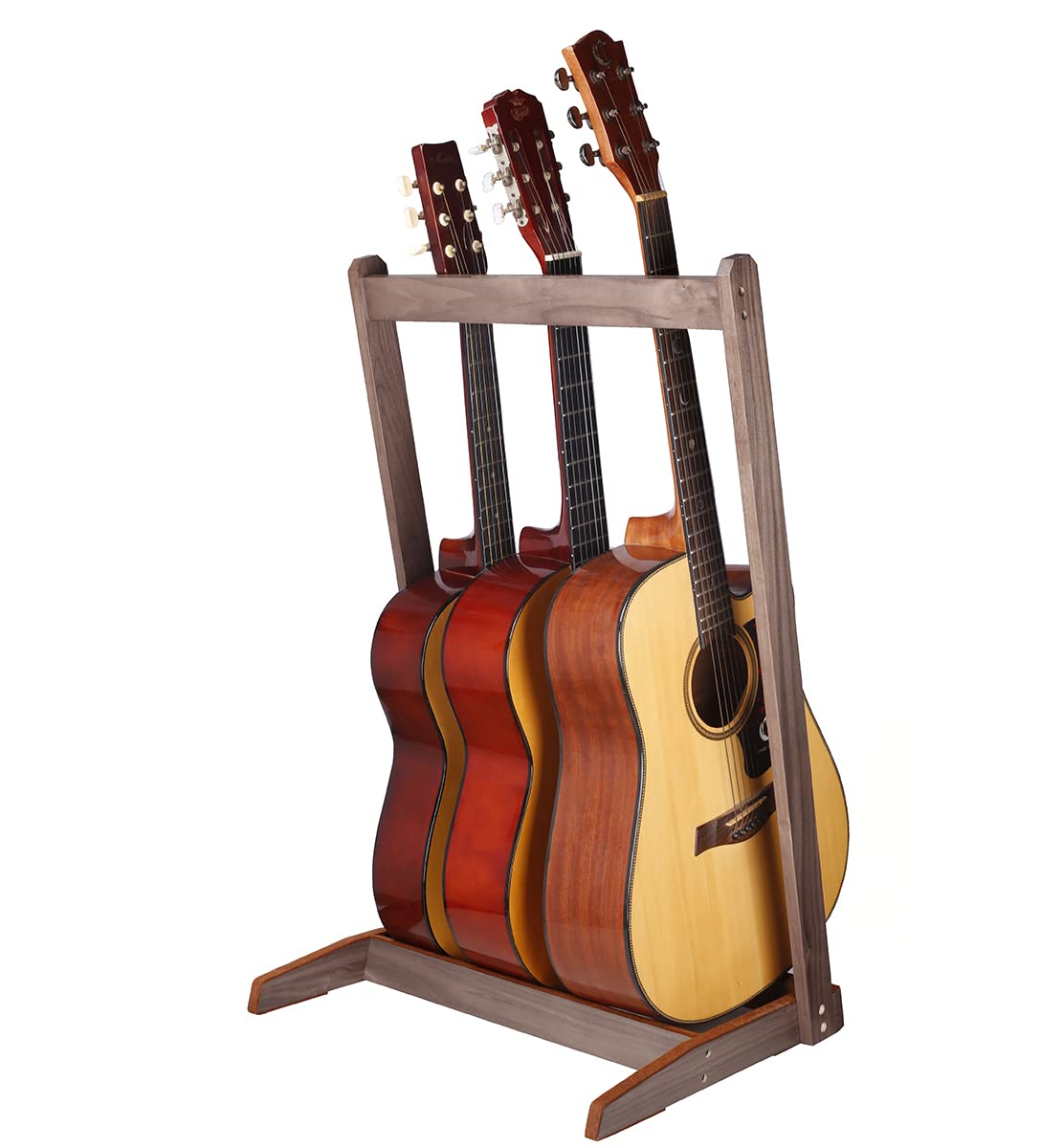 Stojak na gitarę, wiele drewnianych stojaków na gitarę, stojak podłogowy z filcową podkładką i regulowanymi słupkami drewnianymi z pianki, wiele uchwytów na gitarę do domu lub studia