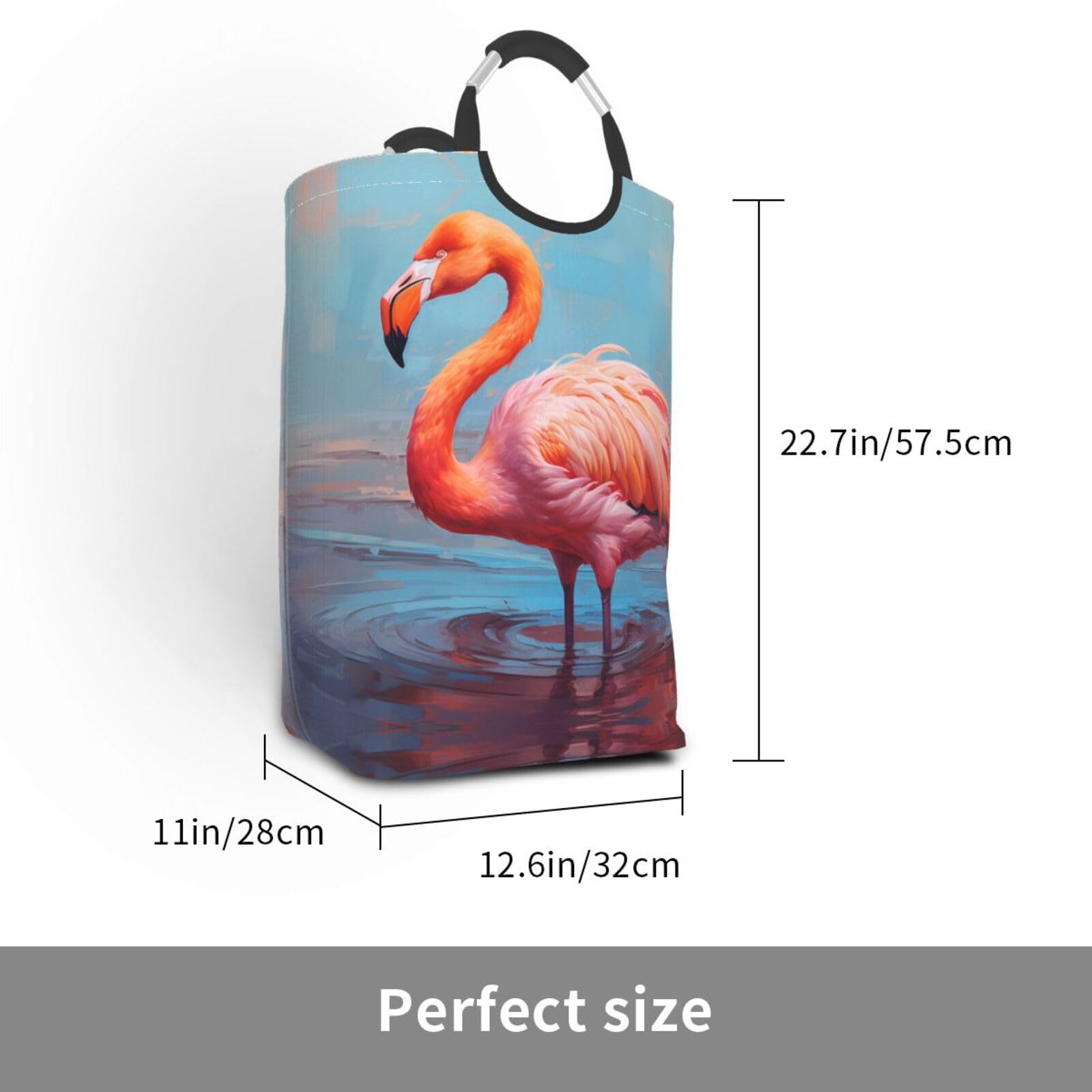 Nice Flamingo Faltbarer quadratischer Aufbewahrungsbeutel, 50 l, Wäschekorb für schmutzige Kleidung, geeignet für Waschküche, Schlafsaal, Schlafzimmer