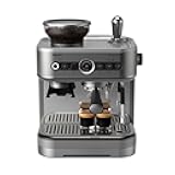 Barista Brew Semi Automatic Espresso Machine - Single & Double Espresso,Americano, 250g Bean Container+Grinder+Milk Jug with temperature indicator,Calibrated Tamping,Metal Silver (PSA3218/01)