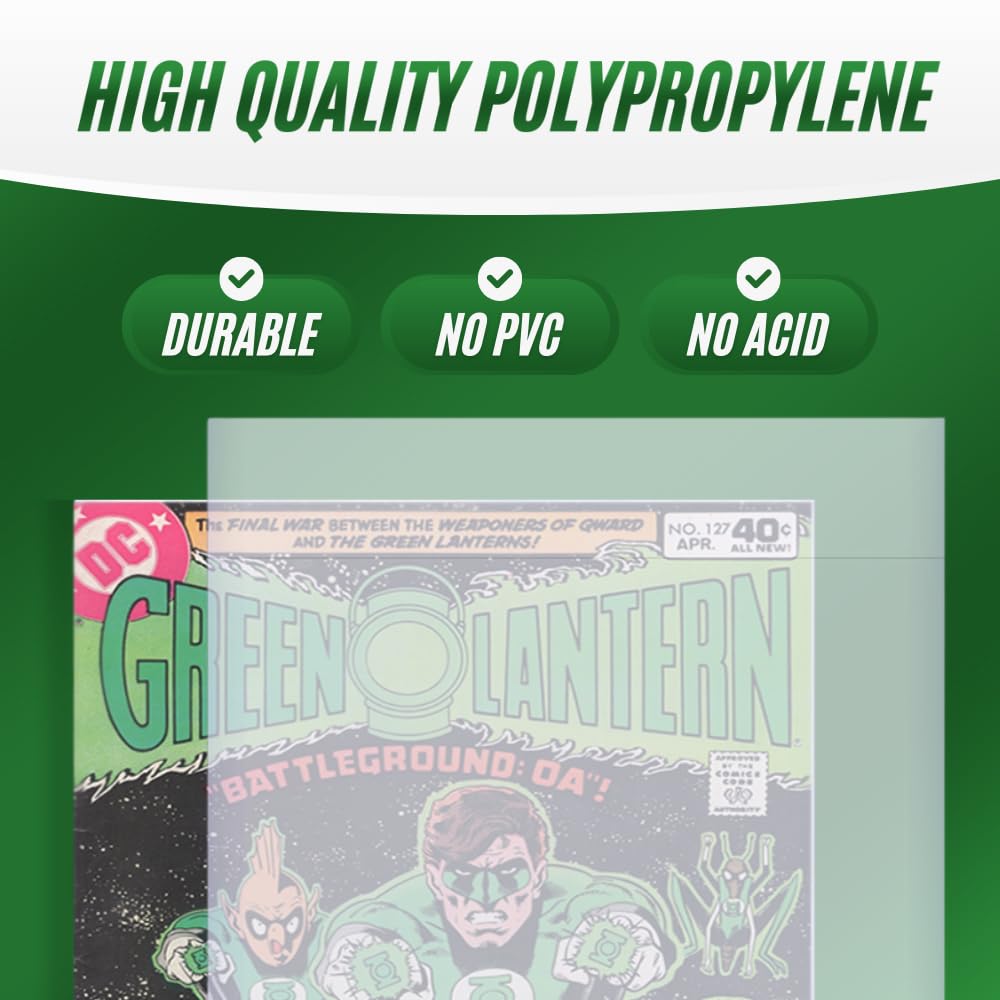 Resealable Current Comic Book Bags | Clear Comic Book Sleeves with Thick Material for Comic Book Protection | PVC-Free & Acid-Free (100 Pack)