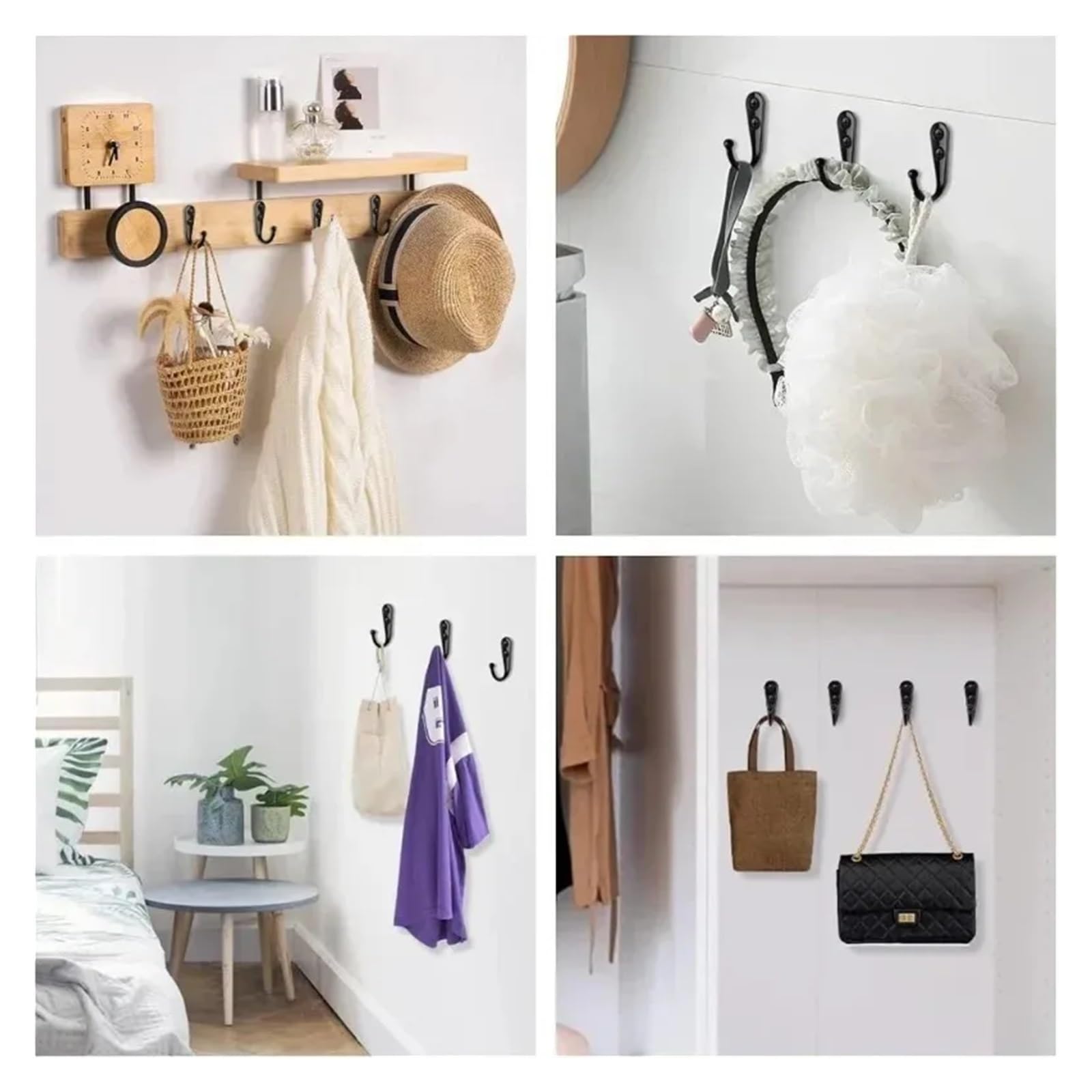 Kleiderhaken Wand Metal Hooks with Screws Wall Mounted Hanging Hook for Coat Towel Bags Caps Hanger Kitchen Bathroom Storage Rack Holder(Gold,50 Sets)