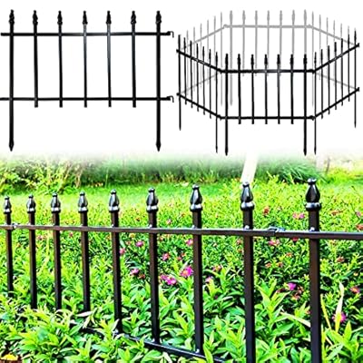 Thealyn Metal Decorative Garden Fence 22" Wide x 18" High (5 Panels, Total Length 9.17 feet), Metal Border Folding Fence, Landscape Fencing for Flower Bed, Yard, Animal Barrier