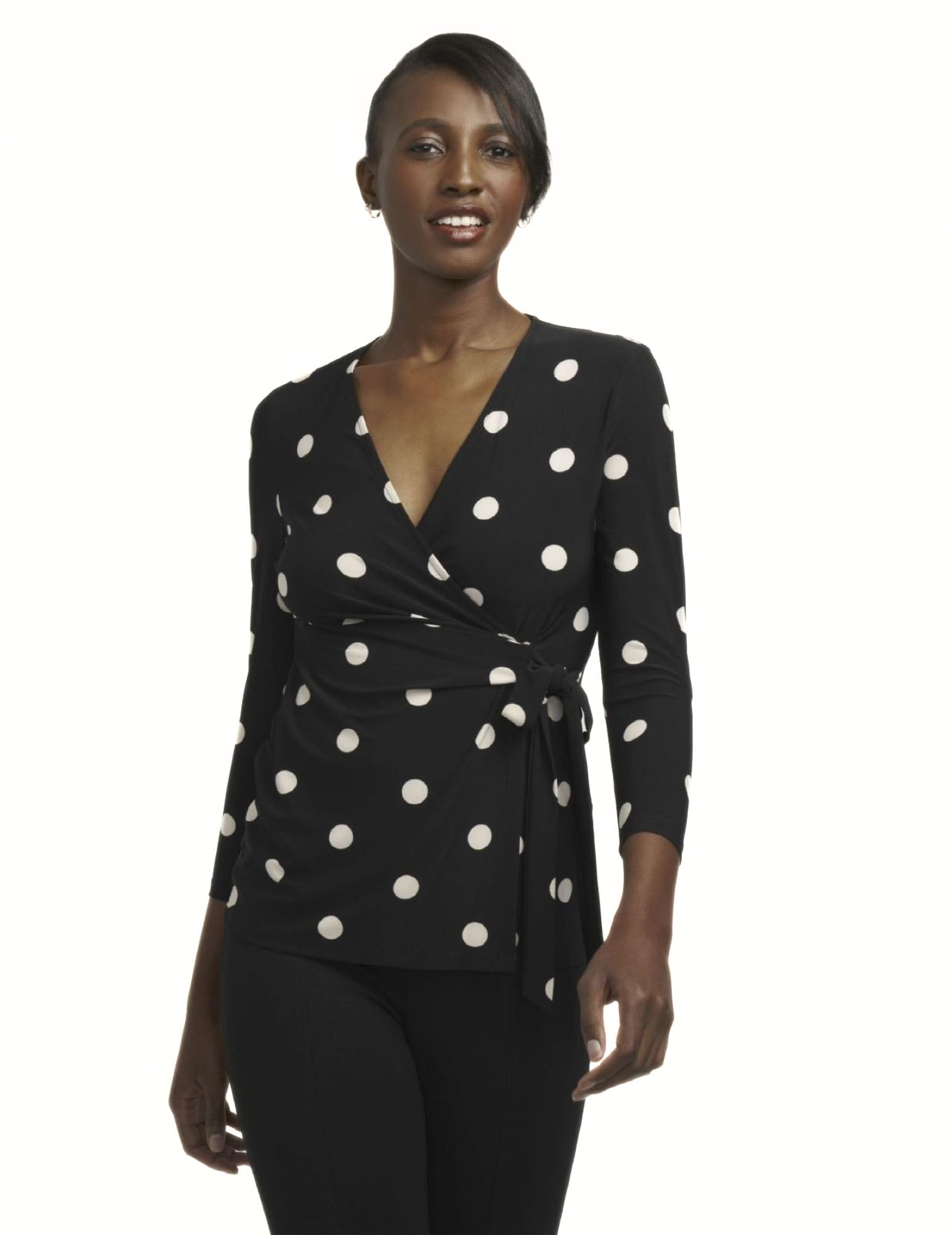 Anne Klein Womens Faux Wrap Top