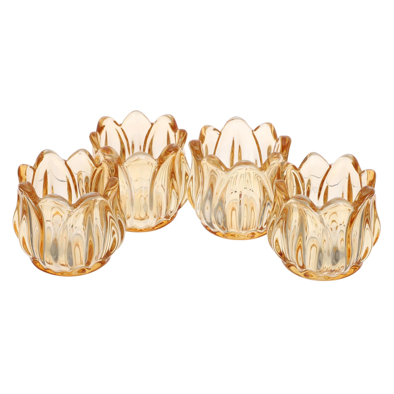 FRCOLOR 4 Pezzi Portacandele Tealight in Vetro a Forma di Tulipano da 100ml, Raffinato e Facile da Pulire, per Decorazioni Natalizie e Tavoli da Pranzo Raffinati