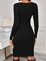 Vista 2 de Verdusa Vestido ajustado de maternidad con cuello redondo y manga larga para mujer