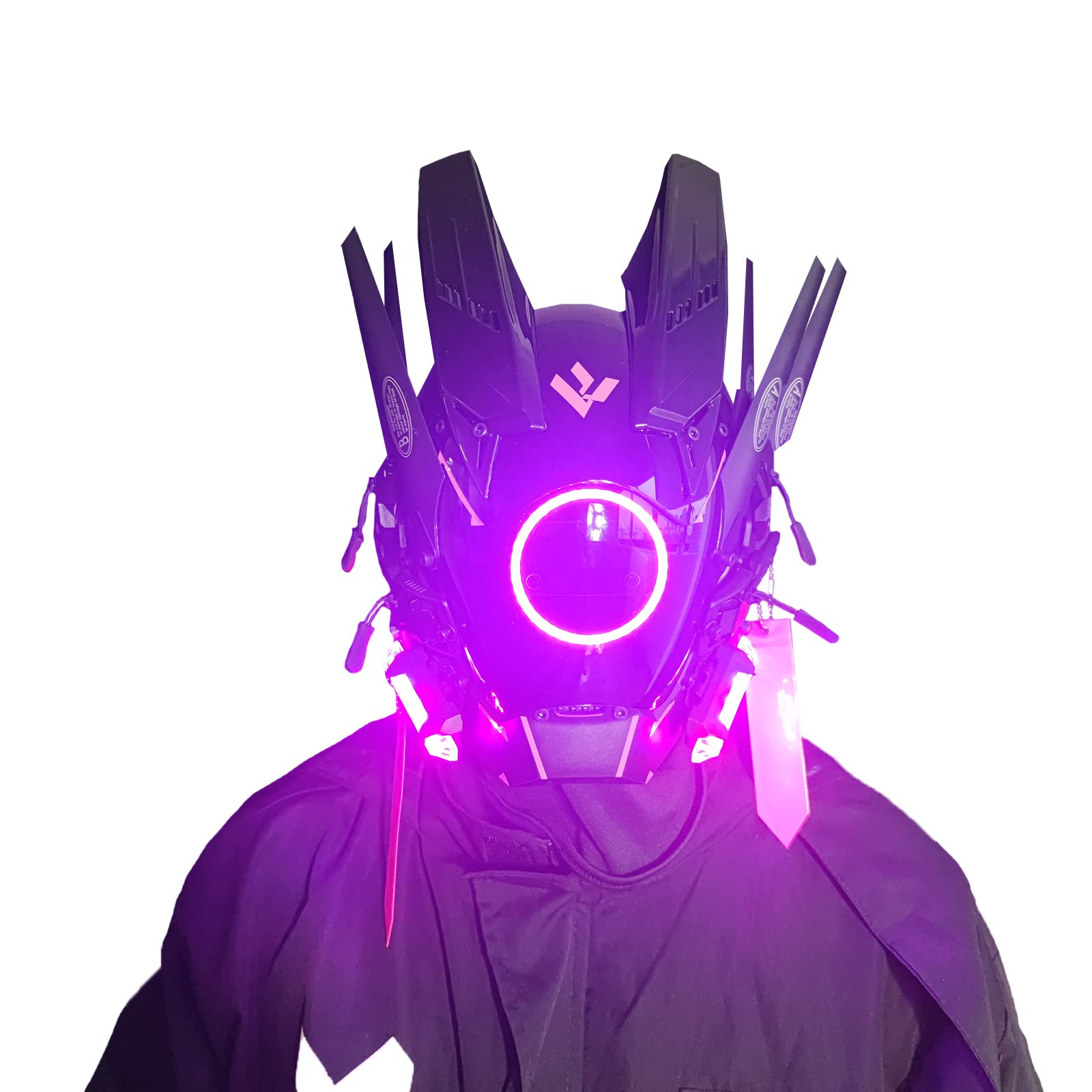 Punk Mask Helmet Cosplay for Men, Futuristic Punk Techwear, Halloween Cosplay with Light