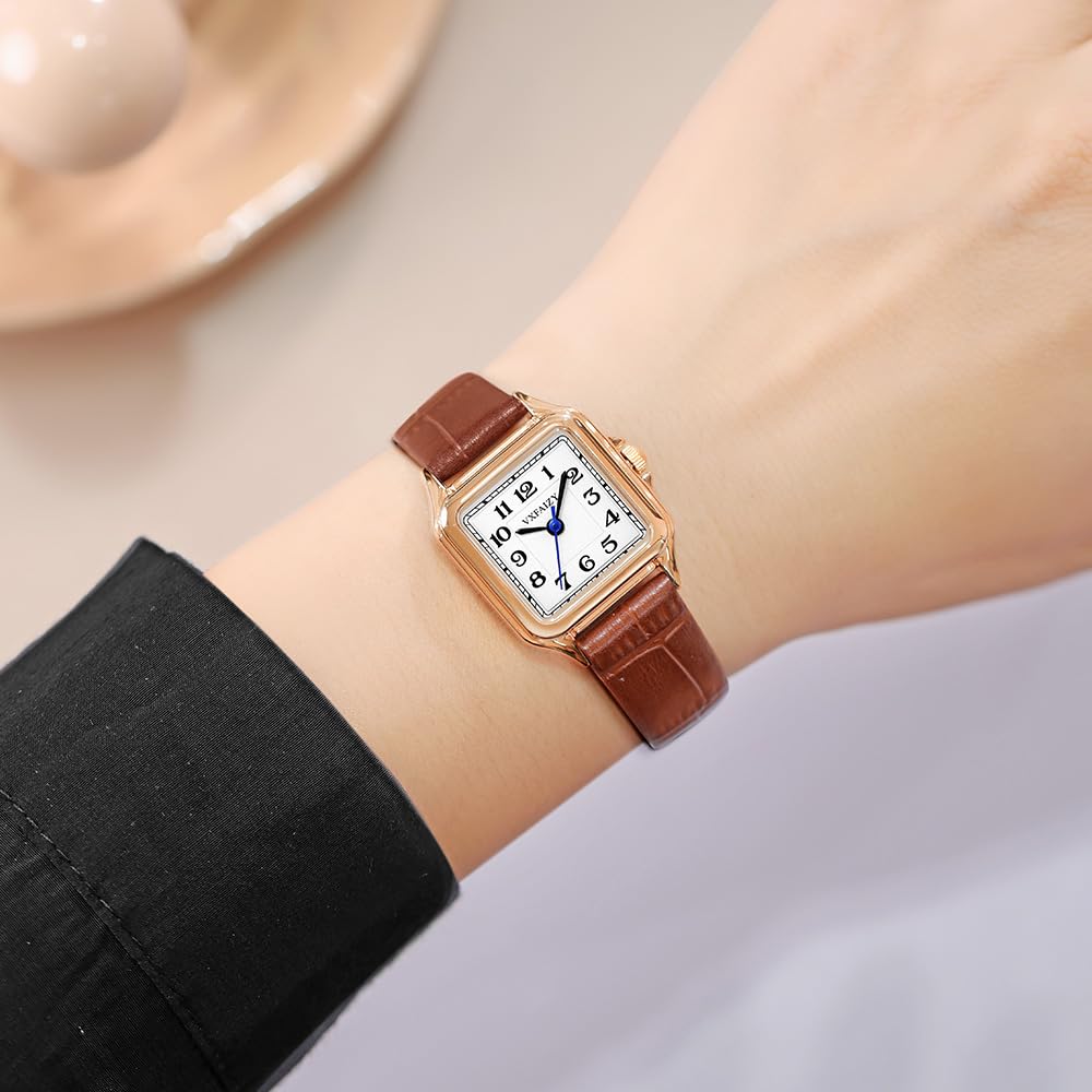 Orologio Da Donna Quadrato Delicato Con Numeri Arabi Facili Da Leggere, Orologio Da Vestito Da Donna
