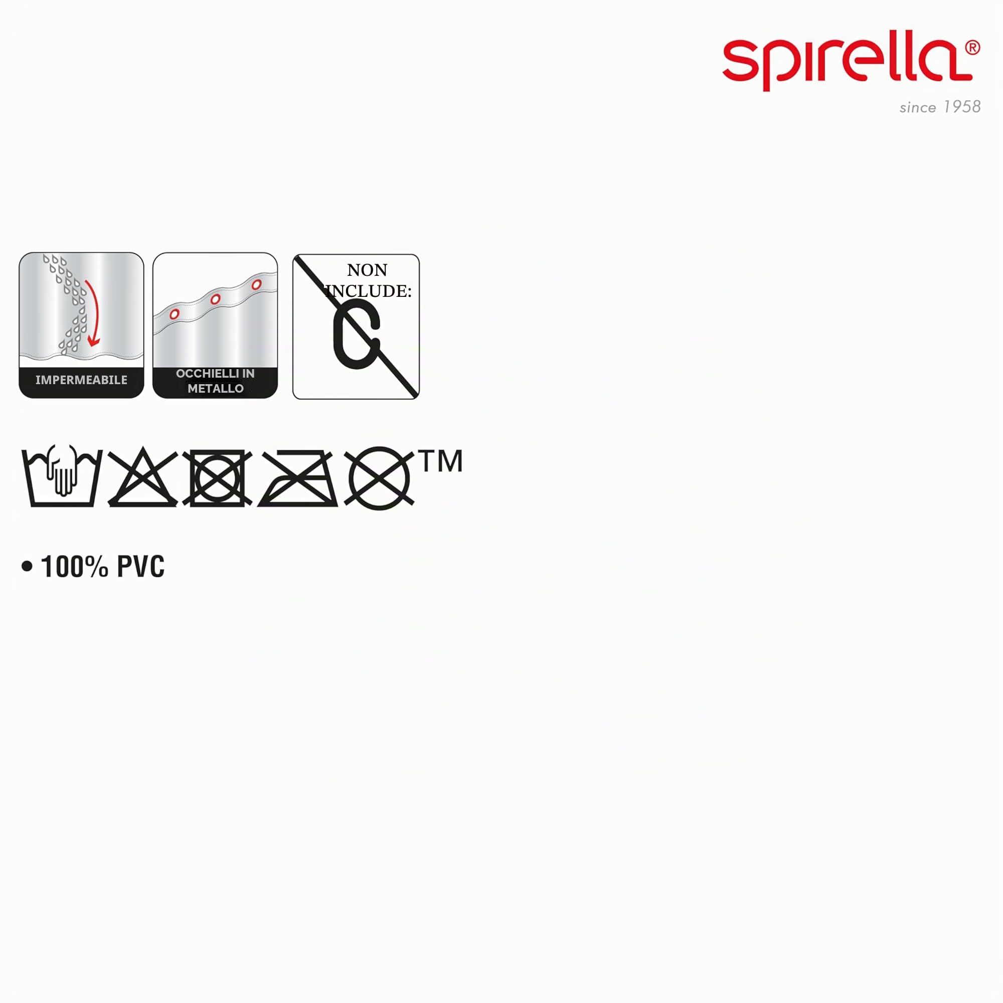 Spirella, Tenda da Doccia in PEVA, Modello Ombrella, Tenda da Doccia con 8 Occhielli in Stile Moderno, Materiale Impermeabile, Leggero e Resistente all'Acqua, 200x170 cm Bianco