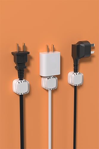 Miniatura 9 de Paquete de 6 organizadores magnéticos de cables y clips para cables, gestión de cables ajustables debajo del escritorio, soporte de alambre adhesivo