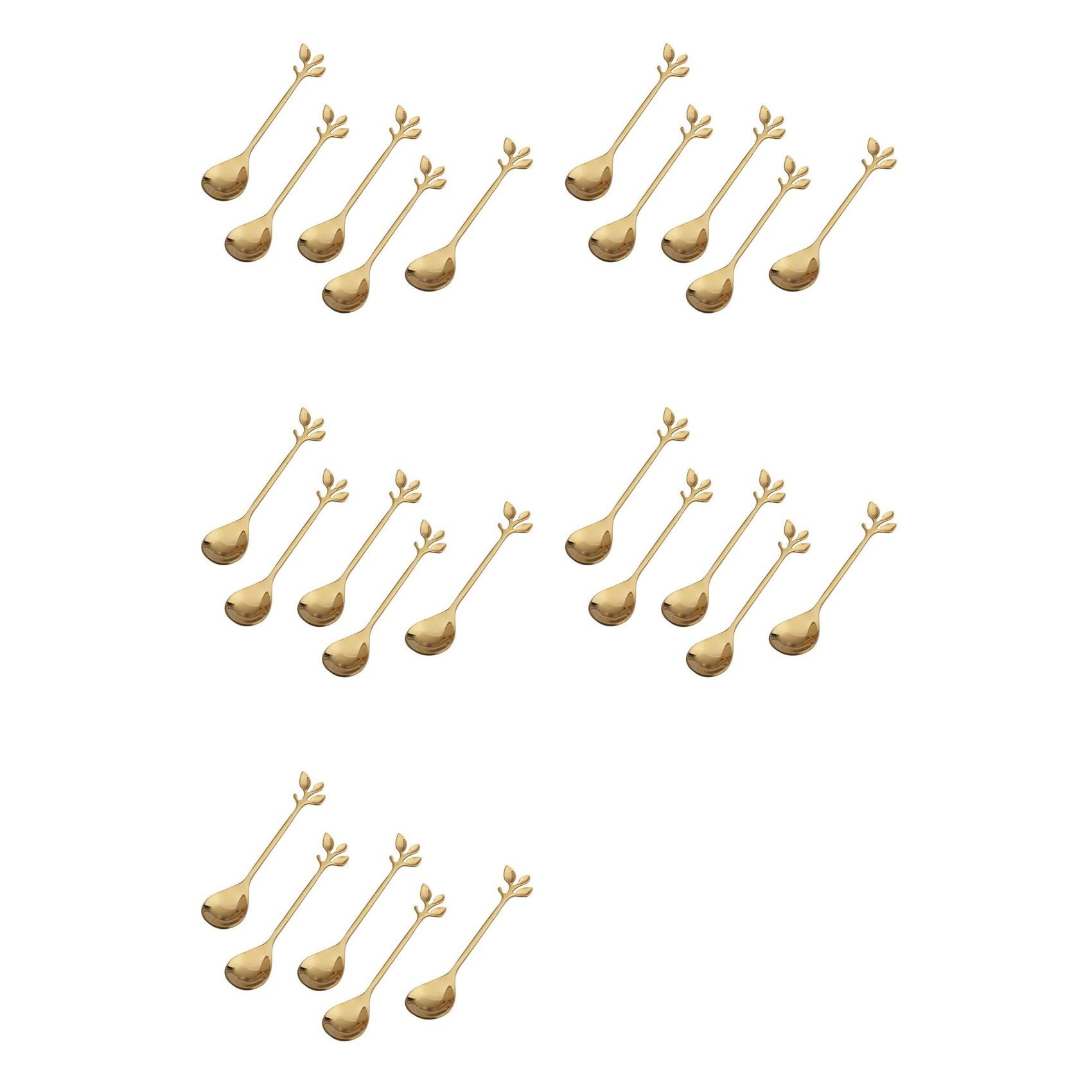 Aundhegrtt Coffee Stirring Spoon Stainless Steel Branch Leaves Shape Cutlery Dessert Spoon,Gold(25pcs)