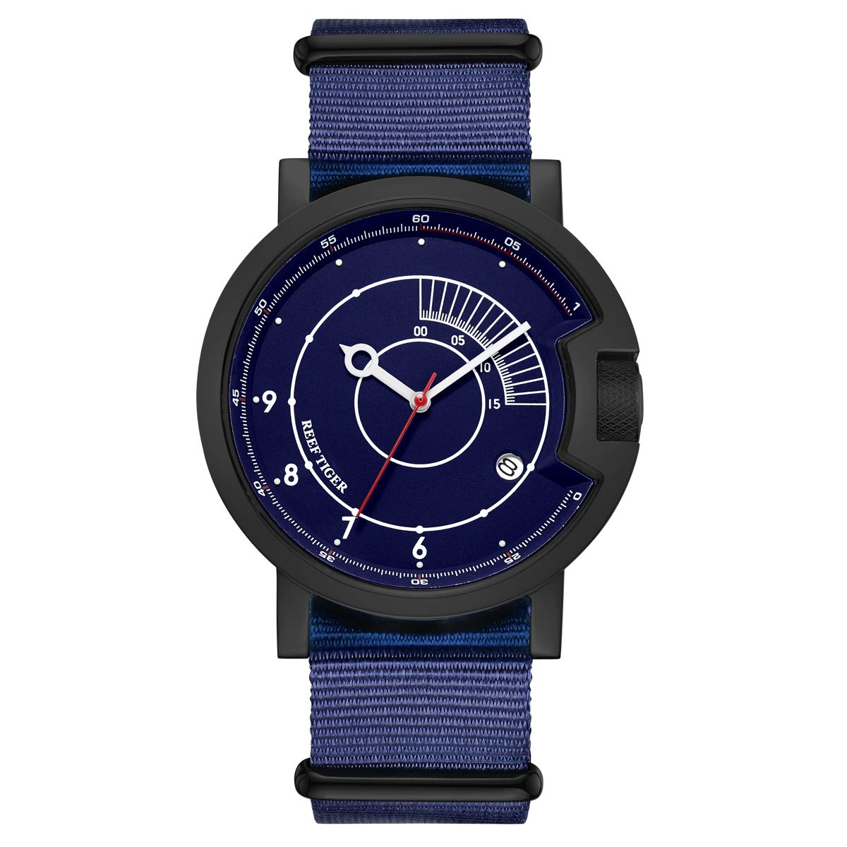 Reef Tiger2019 Creative Mens Watch Blue Dial Nylon Strap Automatic Military Watches RGA9035 RGA9035-BLL