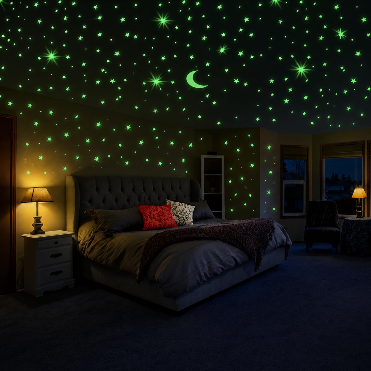 DreamKraft Glow in The Dark Galaxy of Star and Moon Radium Sticker (6 Sheet Set,Luminous Space-Themed Decor)-picture-21
