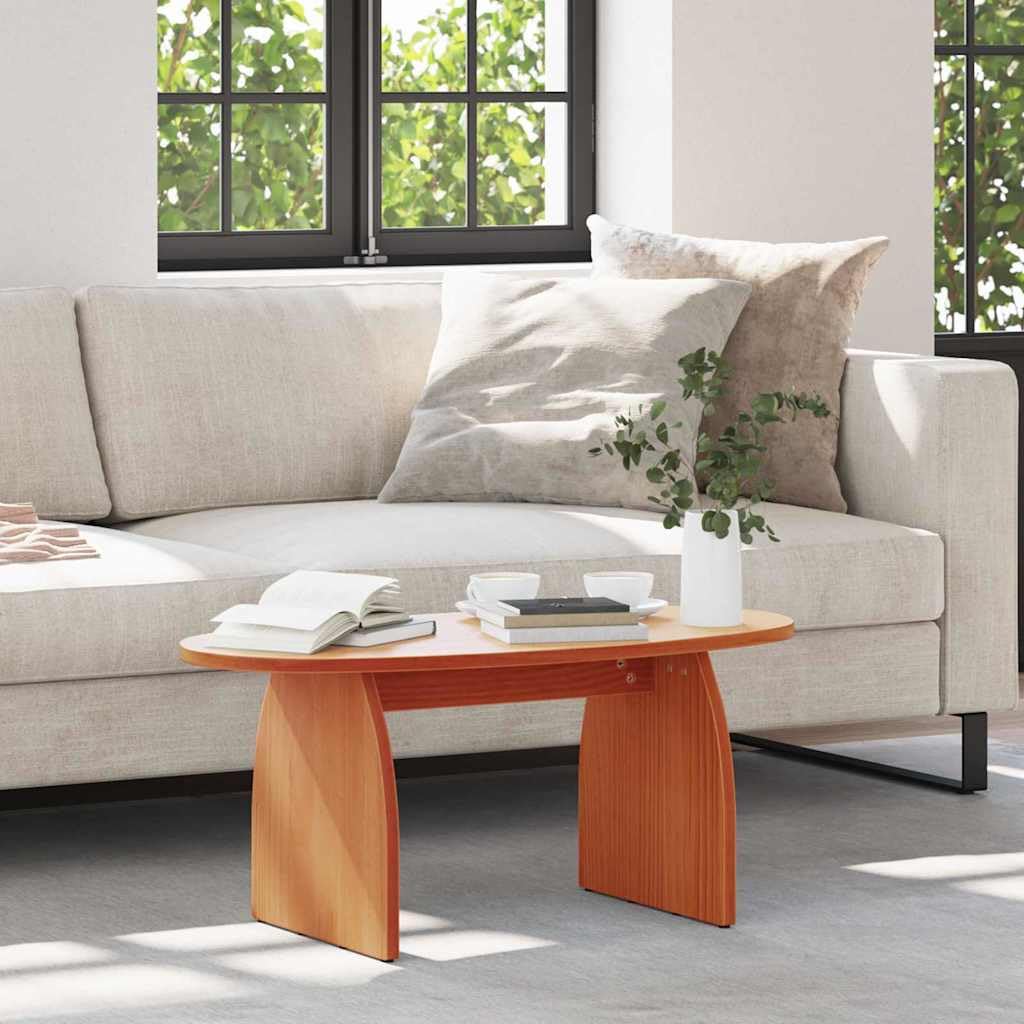 Table basse avec espace de rangement en bois de pin contre le désordre