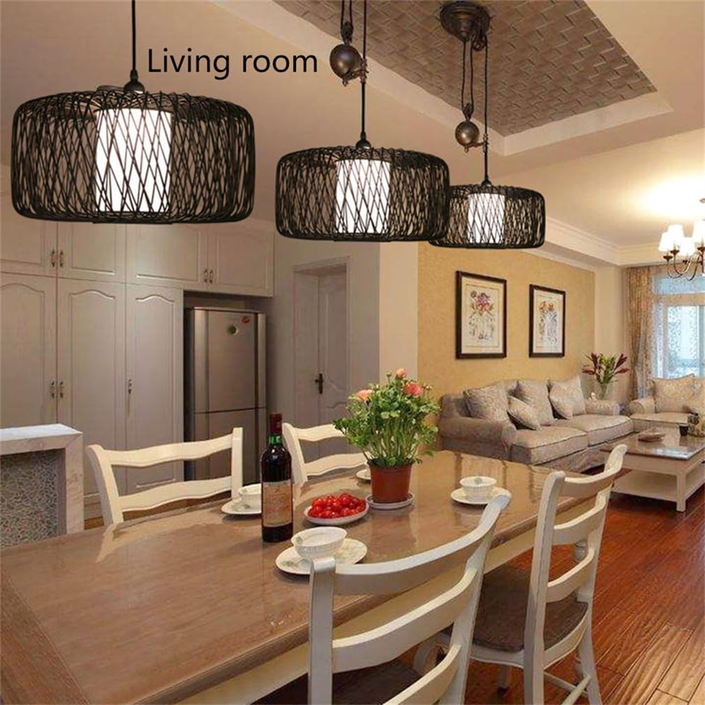 Lampada a Sospensione a Forma di Nido d'uccello in Rattan, Paralume in Vimini Intrecciato a Mano, lampadario Regolabile in Stile Rustico, per Sala da Pranzo, Cucina, Camera da Letto, Ingresso, la