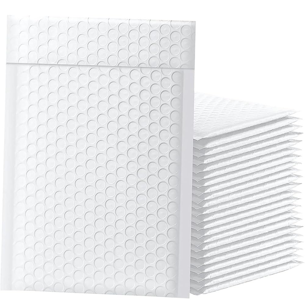 Koperty bąbelkowe, 50 paczek Czarne torby do pakowania prezentów biznesowych Koperty Opakowanie z biżuterią Torba Ziplock Torba zapobiegająca wytłaczaniu(50Pcs White,18 * 23cm)
