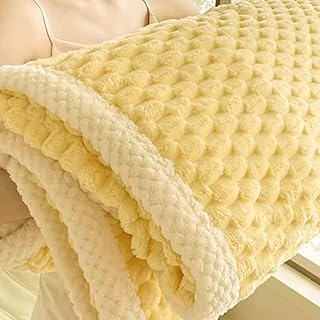 FGJKKRMI Manta Gruesa Antiestática, Manta Suave Y Acogedora, Lavable A Máquina, For Otoño Invierno Cálido, For Sofá Cama (Color : Amarillo, Size : 180x220cm)