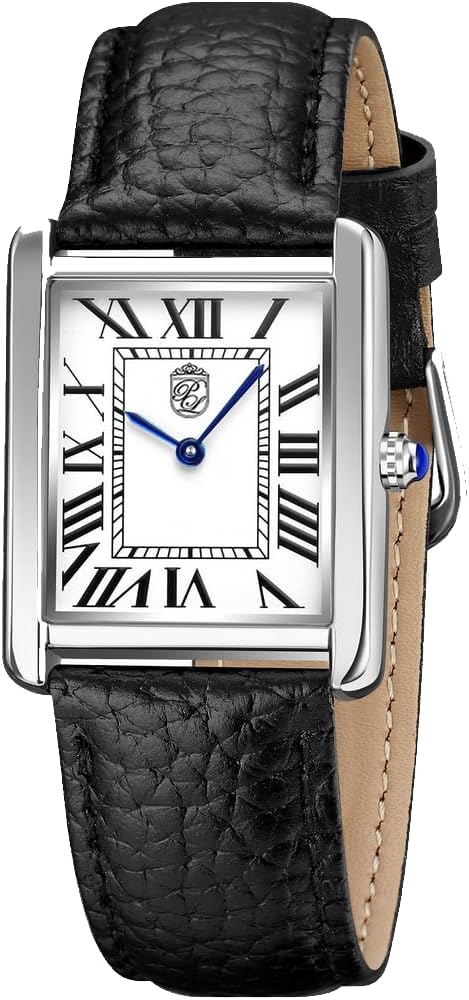 1888 Vintage Tank Style Swiss Inspired Mens Watch Black Band