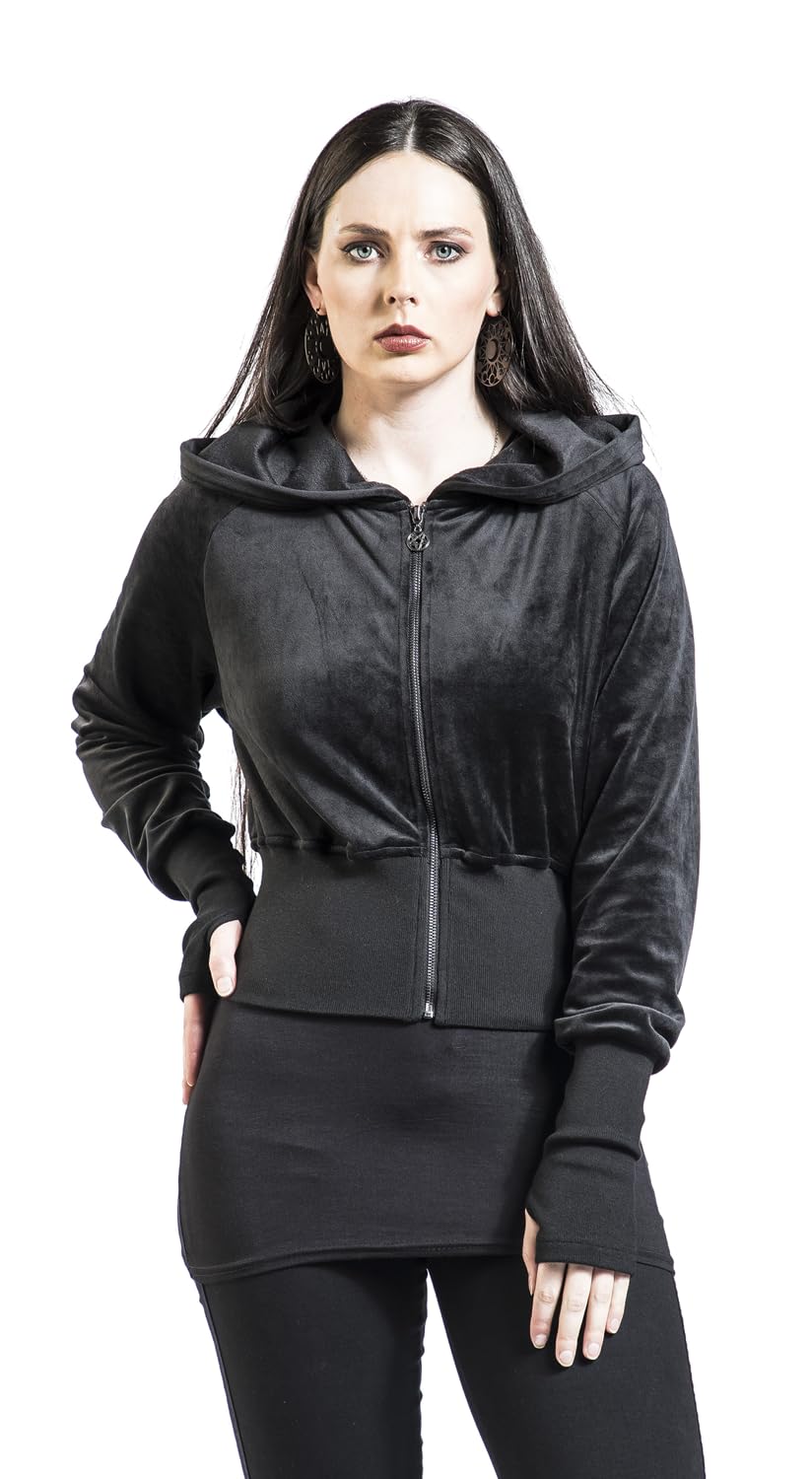 Gothicana by EMP Damen schwarze kurze Kapuzenjacke mit Pentagramm-Anhänger